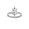 A front view of the Marquise cut diamond engagement ring in 14k white gold with a diamond channel band and cathedral setting