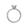 A profile view of the Marquise cut diamond engagement ring in 14k white gold with a diamond channel band and cathedral setting