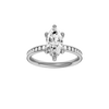 A front view of the Marquise cut diamond engagement ring in 14k white gold with a diamond channel band and cathedral setting
