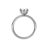 A profile view of the Marquise cut diamond engagement ring in 14k white gold with a diamond channel band and cathedral setting