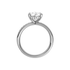 A profile view of the Pear cut diamond engagement ring in 14k white gold with a diamond channel band and cathedral setting