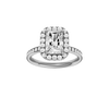 A front view of the Radiant cut diamond engagement ring in 14k white gold with a diamond channel band and cathedral setting