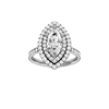 A front view of the Marquise cut diamond engagement ring in platinum with a channel band and cathedral setting