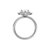 A profile view of the Marquise cut diamond engagement ring in 14k white gold with a channel band and cathedral setting