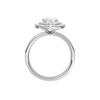 A front view of the Oval cut diamond engagement ring in 14k white gold with a diamond channel band and cathedral setting