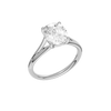A  three-quarter view of the Elongated cushion cut diamond engagement ring in 14k white gold with a plain band and split setting