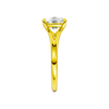 A side view of the Elongated cushion cut diamond engagement ring in 14k yellow gold with a plain band and split setting