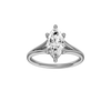 A front view of the Marquise cut diamond engagement ring in 14k white gold with a plain band and solitaire setting