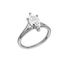 A three-quarter view of the Marquise cut diamond engagement ring in 14k white gold with a plain band and solitaire setting