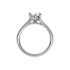 A profile view of the Marquise cut diamond engagement ring in platinum with a plain band and solitaire setting