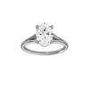 A front view of the Oval cut diamond engagement ring in 14k white gold with a plain band and split setting