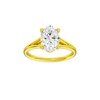 A front view of the Oval cut diamond engagement ring in 14k yellow gold with a plain band and split setting