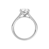 A profile view of the Pear cut diamond engagement ring in platinum with a plain band and split setting