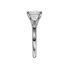 A side view of the Princess cut diamond engagement ring in 14k white gold with a plain band and solitaire setting