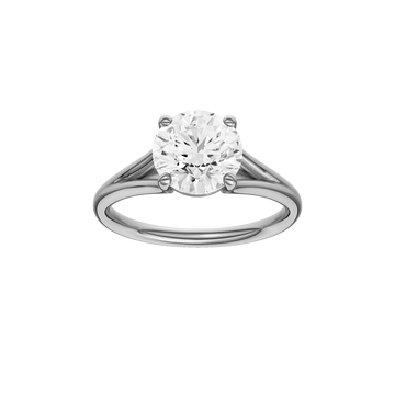 A front view of the Round cut diamond engagement ring in 14k white gold with a plain band and solitaire setting