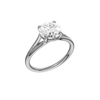 A three-quarter view of the Round cut diamond engagement ring in platinum with a plain band and solitaire setting