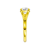 A side view of the Round cut diamond engagement ring in 14k yellow gold with a plain band and solitaire setting