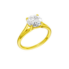 A three-quarter view of the Round cut diamond engagement ring in 14k yellow gold with a plain band and solitaire setting