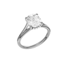 A three-quarter view of the Elongated Cushion cut diamond engagement ring in 14k white gold with a plain band and hidden halo setting