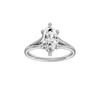 A front view of the Marquise cut diamond engagement ring in 14k white gold with a plain band and hidden halo setting
