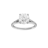 A front view of the Round cut diamond engagement ring in 14k white gold with a plain band and hidden halo setting
