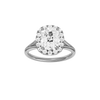 A front view of the Elongated Cushion cut diamond engagement ring in 14k white gold with a plain band and solitaire setting