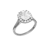 A three-quarter view of the Elongated Cushion cut diamond engagement ring in 14k white gold with a plain band and solitaire setting