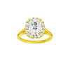 A front view of the Elongated Cushion cut diamond engagement ring in 14k yellow gold with a plain band and solitaire setting