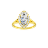 A front view of the Marquise cut diamond engagement ring in 14k yellow gold with a plain band and solitaire setting