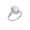 A three-quarter view of the Oval cut diamond engagement ring in 14k white gold with a plain band and solitaire setting