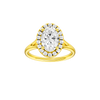 A front view of the Oval cut diamond engagement ring in 14k yellow gold with a plain band and solitaire setting
