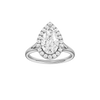 A front view of the Pear cut diamond engagement ring in platinum with a plain band and solitaire setting
