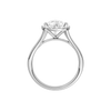 A profile view of the Pear cut diamond engagement ring in 14k white gold with a plain band and solitaire setting