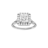 A front view of the Princess cut diamond engagement ring in 14k white gold with a plain band and solitaire setting