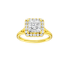 A front view of the Princess cut diamond engagement ring in 14k yellow gold with a plain band and solitaire setting