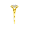 A side view of the Princess cut diamond engagement ring in 14k yellow gold with a plain band and solitaire setting