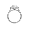 A profile view of the Round cut diamond engagement ring in 14k white gold with a plain band and solitaire setting