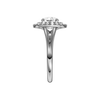 A side view of the Round cut diamond engagement ring in platinum with a plain band and cathedral setting