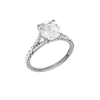 A three-quarter view of the Elongated Cushion cut diamond engagement ring in 14k white gold with a prong band and solitaire setting