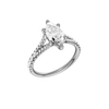A three-quarter view of the Marquise cut diamond engagement ring in 14k white gold with a prong band and solitaire setting