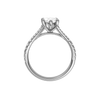 A profile view of the Marquise cut diamond engagement ring in platinum with a prong band and solitaire setting
