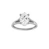 A front view of the Oval cut diamond engagement ring in 14k white gold with a prong band and solitaire setting