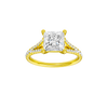 A front view of the Princess cut diamond engagement ring in 14k yellow gold with a prong band and solitaire setting