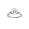 A front view of the Round cut diamond engagement ring in 14k white gold with a diamond band and solitaire setting