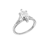 A three-quarter view of the Marquise cut diamond engagement ring in platinum with a prong band and hidden halo setting