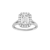 A front view of the Emerald cut diamond engagement ring in 14k white gold with a prong band and solitaire setting
