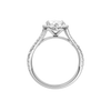 A profile view of the Marquise cut diamond engagement ring in platinum with a prong band and solitaire setting