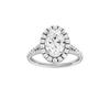 A front view of the Oval cut diamond engagement ring in 14k white gold with a prong band and solitaire setting