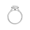 A profile view of the Oval cut diamond engagement ring in 14k white gold with a prong band and solitaire setting