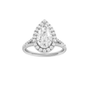 A front view of the Pear cut diamond engagement ring in 14k white gold with a prong band and solitaire setting